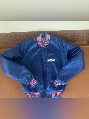 Chalk Line New York Giants Navy Satin Bomber Jacket - Men’s Medium